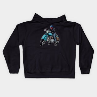 Pink Skull on Motorcycle Kids Hoodie